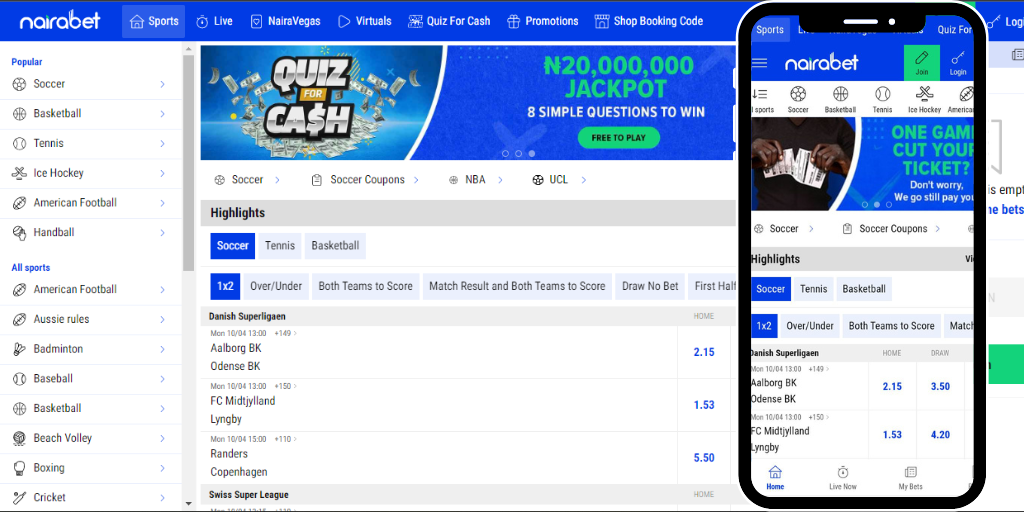 Nairabet Nigeria homepage