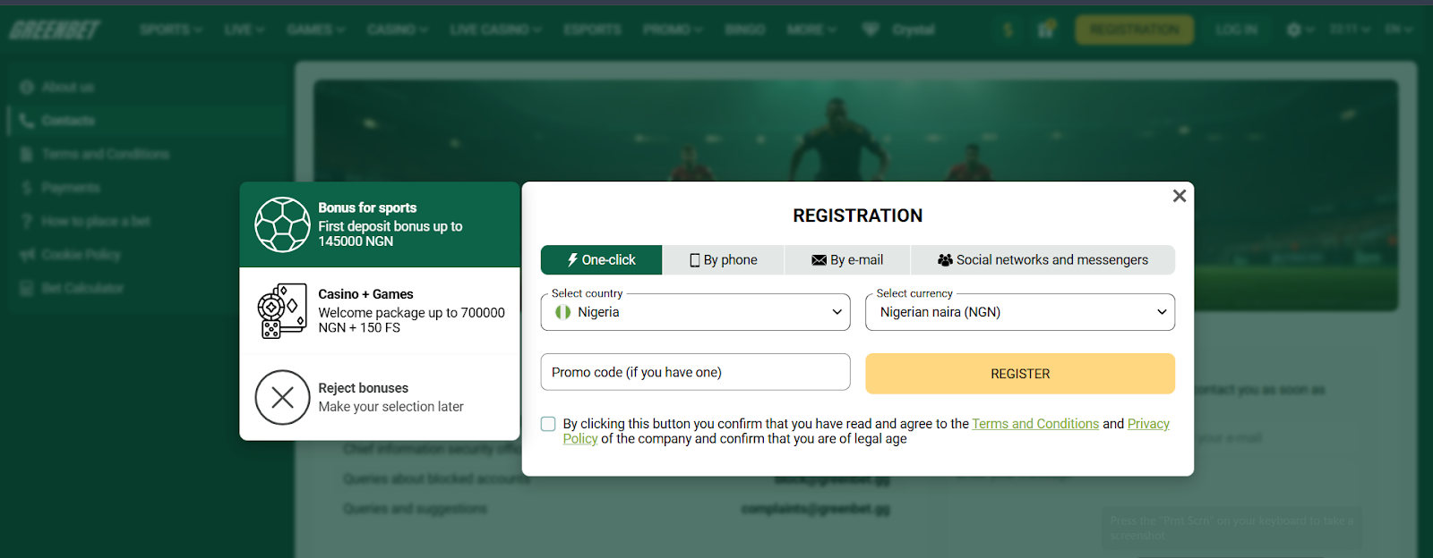 Greenbet Registration