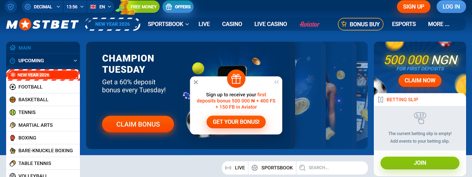 Mostbet Nigeria Homepage 