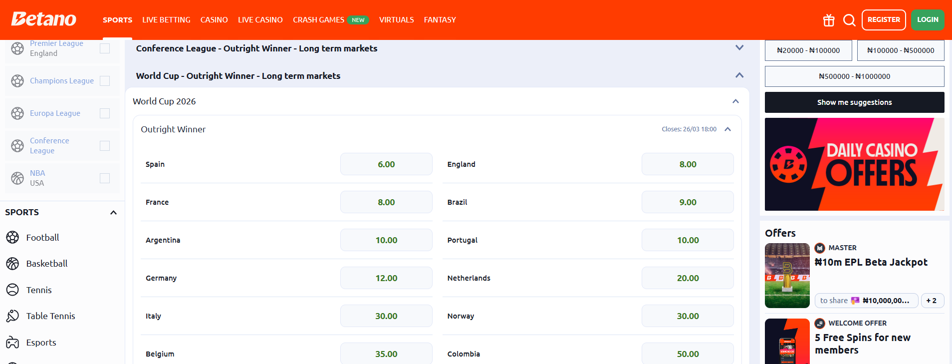 Betano Nigeria World Cup France