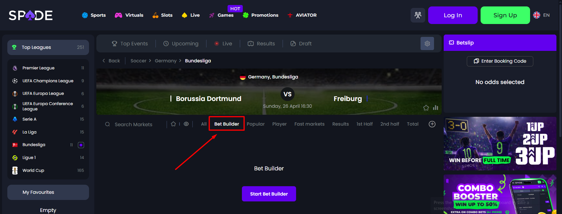 Spade Bet Builder