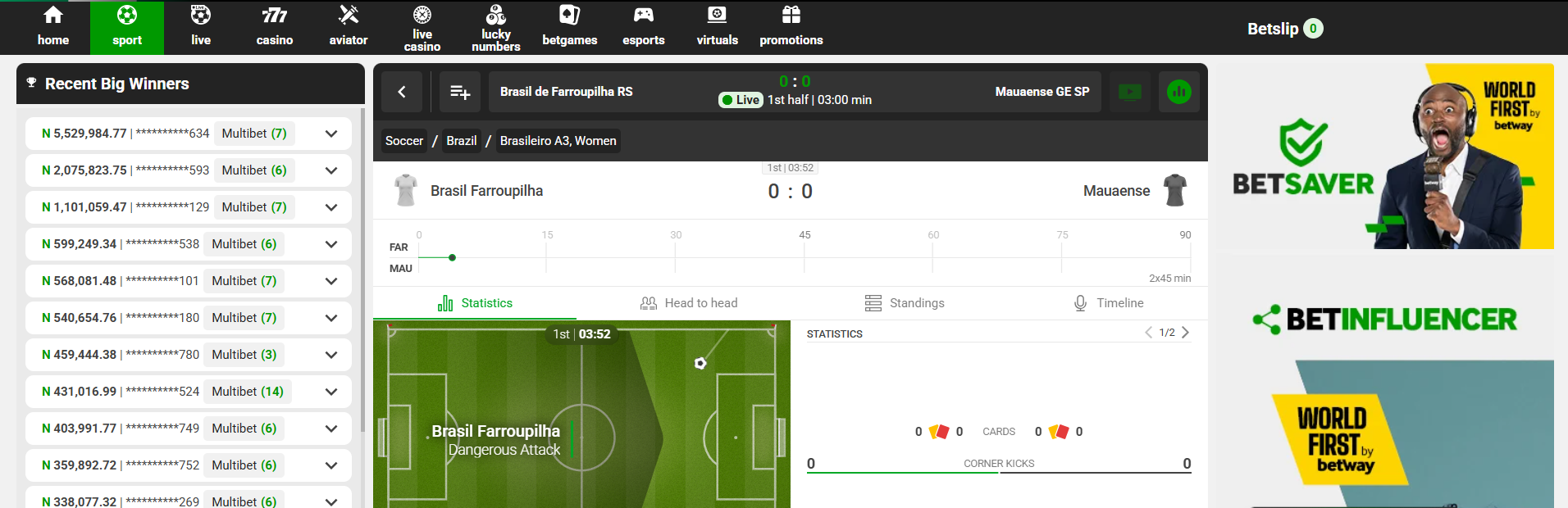 Betway Live Betting