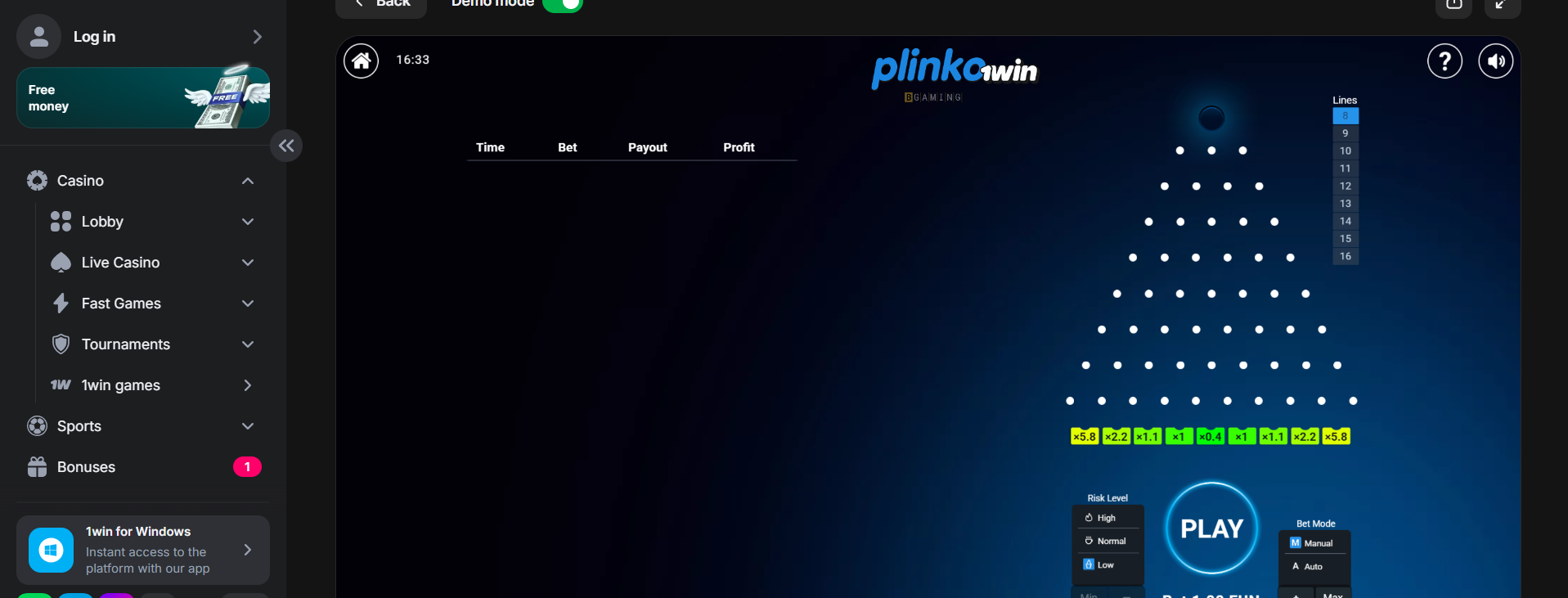 Plinko Game 1Win
