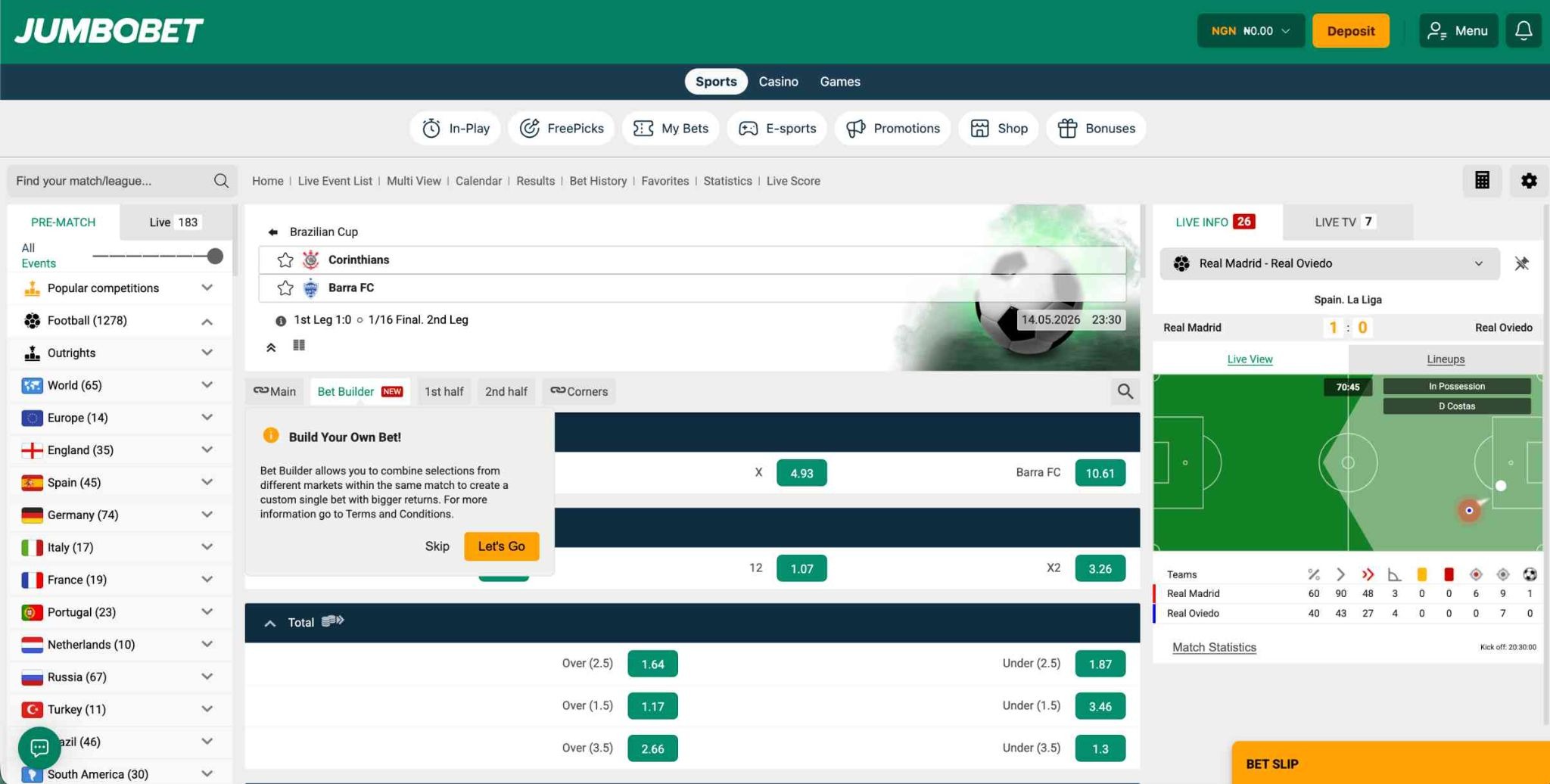 Jumbobet Bet Builder