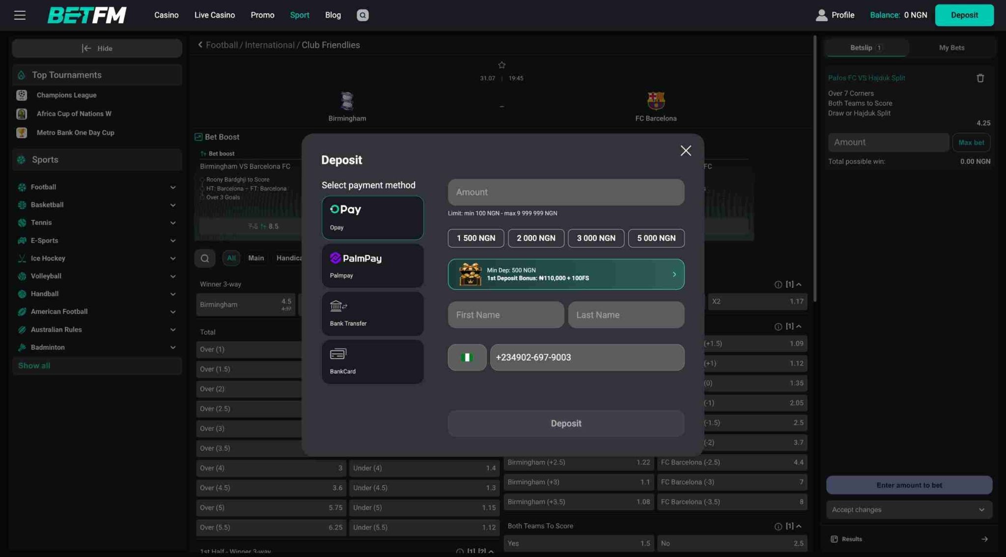 BetFM Nigeria Deposit Options