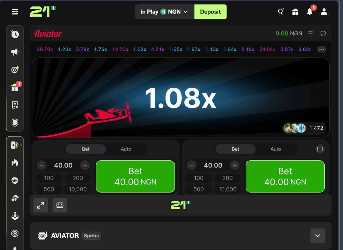 21Bet Aviator Game